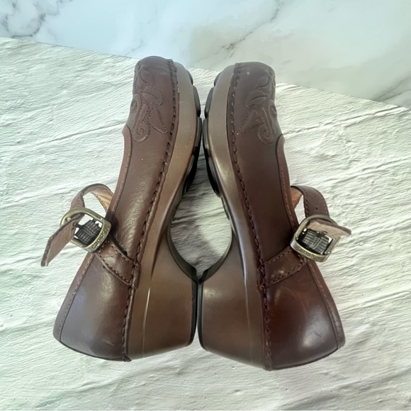 Dansko Savanna Flower Embossed Brown Leather Mary Jane Clog Shoe - Picture 4 of 16